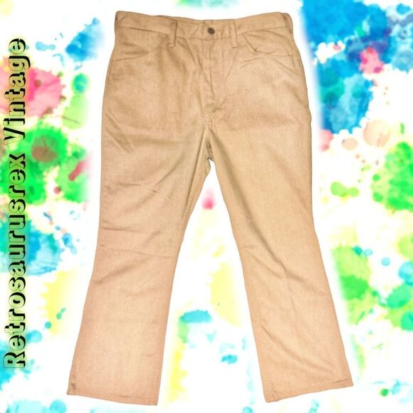 VINTAGE 1970’s Rustler Wrangler Corduroy Pants, Flare Leg Beige 34x28 - Picture 4 of 6